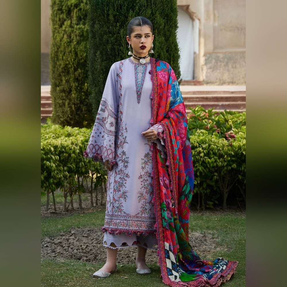 Hussain Rehar | Premium Lawn 3 Piece Suit With Straight Pants